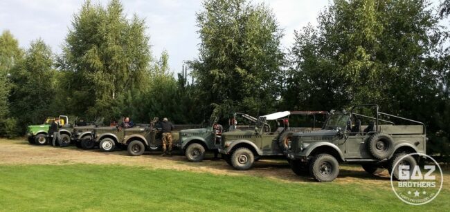 Samochody gaz 69 wykorzystujemy do organizacji gier terenowych Kolumna samochodów gaz 69