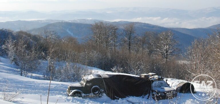 Off-road na Ukrainie Gazem 69 – biwak w warunkach zimowych. Zimowy wyjazd na Ukrainę samochodem gaz 69