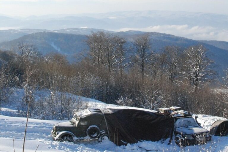 Off-road na Ukrainie Gazem 69 – biwak w warunkach zimowych. Zimowy wyjazd na Ukrainę samochodem gaz 69